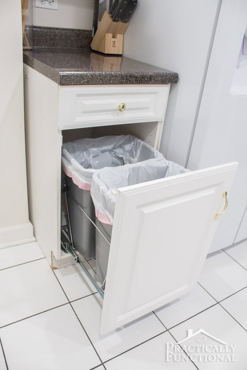 Diy Pull Out Trash Cans In Under An Hour Practically Functional